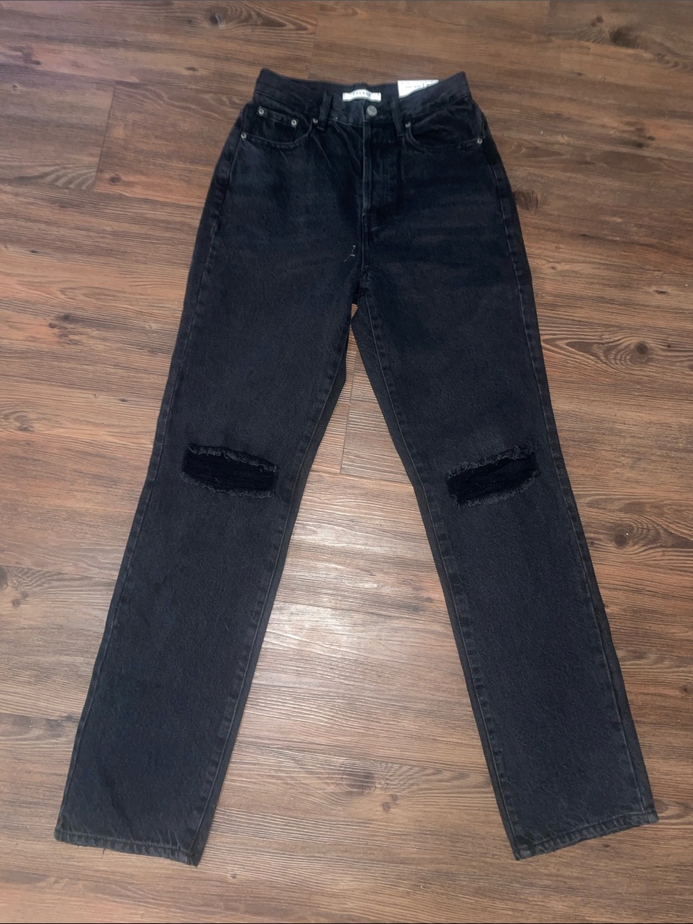 NWT PAC SUN Eco Black Distressed Dad Jeans,Sz.24!NWT